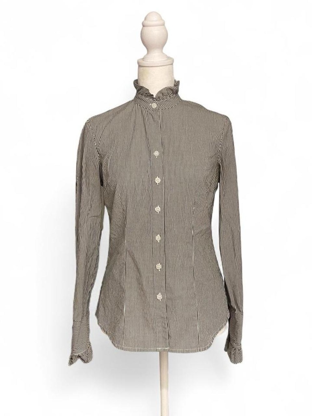 The Limited Victorian Style Grey & White Striped Button Up